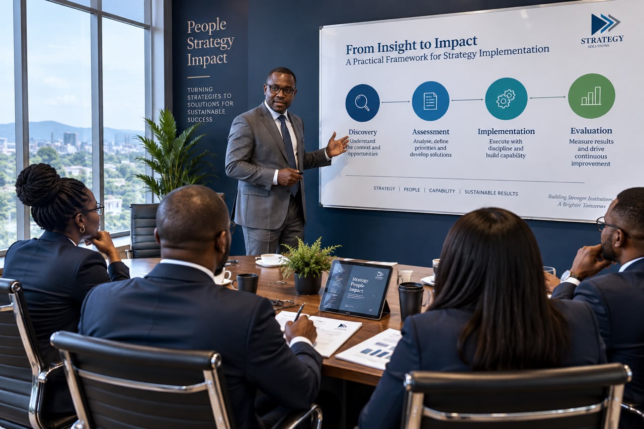 Strategy Solutions consultants in a strategy session